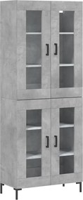 vidaXL Dulap înalt, gri beton, 69,5x34x180, lemn compozit