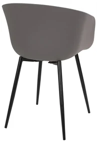 Scaun dining gri din piele cu picioare negre Roda