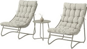 Outsunny Set de grădină 3 piese cu 2 scaune lounge, masă de cafea și perne pentru exterior, patio, balcon, Gri deschis | Aosom Romania