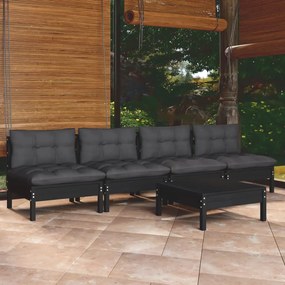 3096134 vidaXL Set mobilier grădină cu perne antracit, 5 piese, lemn de pin