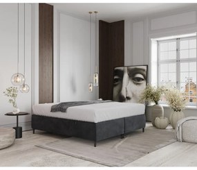 Pat matrimonial gri antracit tapițat cu spațiu de depozitare 200x200 cm Tate – Maison de Rêve