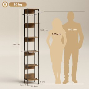 HOMCOM Bibliotecă cu 6 Rafturi, Finisaj Lemn Maro | Aosom Romania