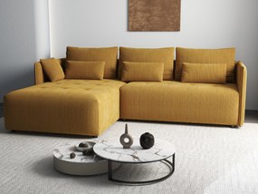 Colțar extensibil dumonde cu ladă de depozitare si sezut confortabil din spuma high-density, Malta Zoom Mustar II 235x185 cm