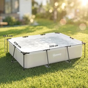 Outsunny Piscină Tubulară Dreptunghiulară cu Pompă de Filtrare 3701L din PVC cu 3 Straturi 316x238x66,5cm Gri | Aosom Romania