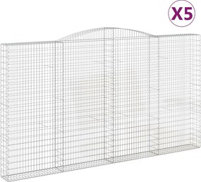 vidaXL Coșuri gabion arcuite, 5 buc, 400x30x220/240cm, fier galvanizat