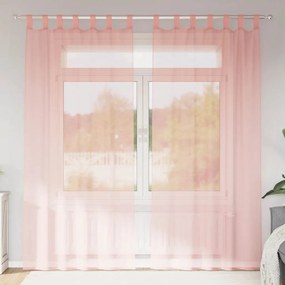 vidaXL Perdele Voile cu buzunare pentru bare 2 buc Roz