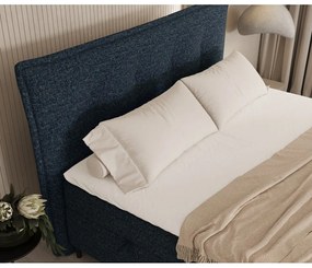 Pat boxspring albastru închis cu spațiu de depozitare 200x200 cm Sinai – Maison de Rêve