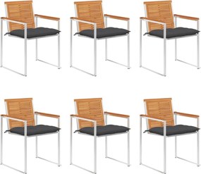 vidaXL Scaune de grădină cu perne, 6 buc., lemn masiv de acacia