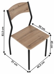 Set masa + 4 scaune din lemn , metal negru mdf stejar artizan metal negru/mdf stejar artizan