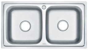 Chiuvetă pătrată Nago din oțel inoxidabil cu două cuve