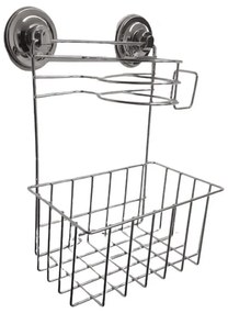 Polita pentru baie cu suport pentru uscator de par WALLPO 33x24,5 cm, argintiu