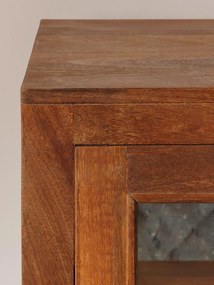 Vitrina din lemn reciclat si sticla, cu usa, aspect rustic, Marcel