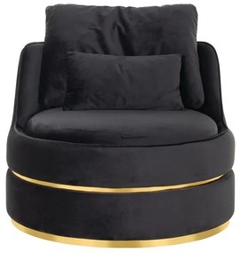 Fotoliu pivotant RICHMOND KYLIE ANTRACIET VELVET negru, baza aurie