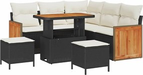 vidaXL Set de canapele pentru grădină 9 pcs Negru și Crem poliratan