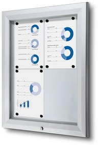 Vitrină de informare încuiată în aer liber 4 x A4 - spate din tablă, ignifugă, tip T, aluminiu