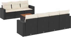 vidaXL Set mobilier de grădină cu perne, 8 piese, negru, poliratan