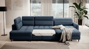 Canapea modulara, extensibila, cu spatiu pentru depozitare, 306x100x165 cm, Berrto R01, Eltap (Culoare: Albastru inchis / Raquel 40)