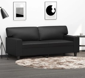 vidaXL Canapea cu 2 locuri, negru, 140 cm, piele ecologică