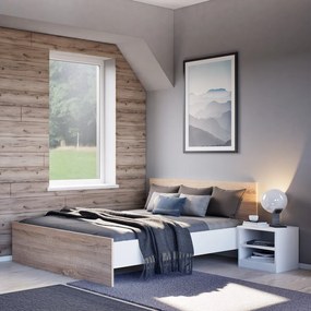 Pat dublu Miami fără cadru de pat 140x200 cm stejar sonoma-alb