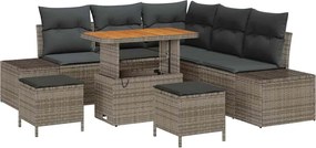 vidaXL Set de canapele pentru grădină cu pernă 8 pcs Gri Rattan poli