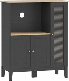 HOMCOM Dulap pentru Cuptor cu Microunde cu Dulap Inferior și 3 Rafturi Laterale cu Ușă din Sticlă, din Lemn, 80x35x97 cm, Negru | Aosom Romania