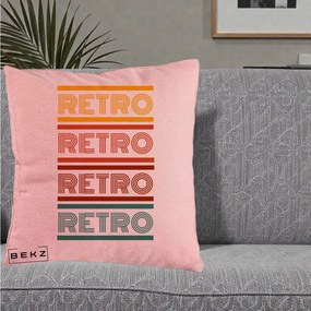 Perna Decorativa RETRO Text Multicolor, 40x40 cm, Roz, Husa Detasabila, Perna Inclusa, BEKZ®