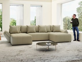 Colțar extensibil dumonde cu ladă de depozitare si sezut confortabil din spuma high-density, Berlin U Enjoy Camel 380x180 cm