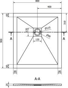 Mexen Stone+ receveur de duș din compozit dreptunghiular 90 x 80 cm, alb - 44108090