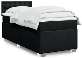 vidaXL Pat box spring cu saltea, negru, 80x200 cm, textil
