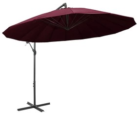 Umbrela de soare suspendata, visiniu, 3 m, stalp de aluminiu Burgundy