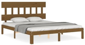 3193609 vidaXL Cadru de pat cu tăblie, maro miere, 160x200 cm, lemn masiv