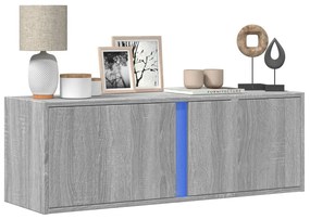 vidaXL Dulap TV de perete cu lumini LED, gri sonoma, 100x31x35 cm
