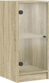 vidaXL Dulap lateral cu uși din sticlă, stejar sonoma, 35x37x75,5 cm