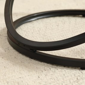 HOMCOM Masă de cafea rotundă de stil industrial din metal negru și blat din lemn, dim. Ø 60 x 46 Î n cm | Aosom Romania