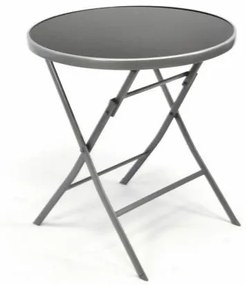 Masa de gradina din sticla bistro cu blat rabatabil-argintiu