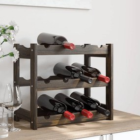 373399 vidaXL Suport sticle de vin, 12 sticle, negru, lemn masiv de pin
