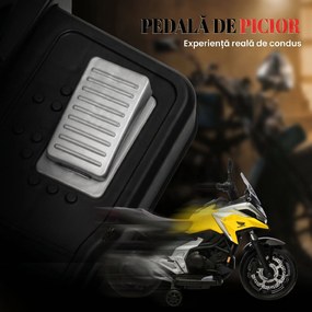 AIYAPLAY Motocicletă Electrică Copii, Licențiată Honda, Faruri Roți Antrenament, Galbenă | Aosom Romania