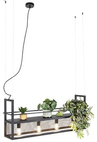 Lampă suspendată industrială neagră cu plasă 4 lumini - Cage Rack