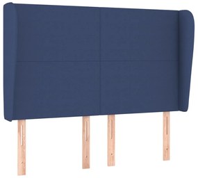 3117680 vidaXL Tăblie de pat cu aripioare, albastru, 147x23x118/128 cm, textil