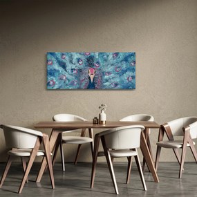 Tablou cu păun pictat (120x50 cm)