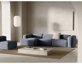 Colțar albastru prăfuit cu tapițerie din catifea reiată (cu colț pe partea stângă/cu șezlong) Bergamo – Cosmopolitan Design