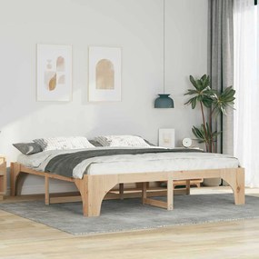 vidaXL Cadru de pat de podea Maro 200 x 200 cm Lemn masiv de pin