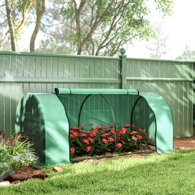 Sera Tunel Outsunny din Otel si cu Capac din PVC, 200x100x80 cm, Transparent si Verde | Aosom Romania