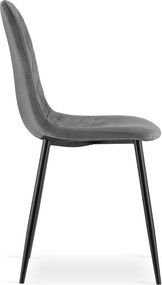 OFERTA Scaun din catifea gri inchis ASTI cu picioare negre categoria a II-a