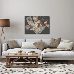 Tablou cu note muzicale și trandafiri (70x50 cm)