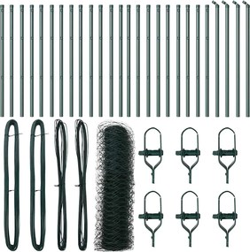 vidaXL Stâlp de gard. Verde 50 x 0,5 m (plasă de 36 mm) Oțel și PVC