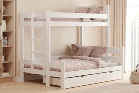 Pat supraetajat cu sertare Lovic 90x200/120x200 partea stângă - alb