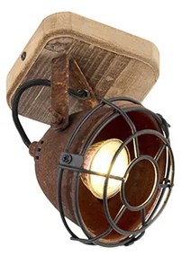 Spotlight industrial inclinabil maro ruginiu cu lemn - Gina