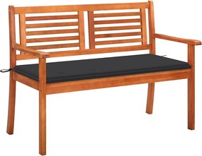 vidaXL Bancă grădină 2 locuri cu pernă, 120 cm, lemn masiv eucalipt