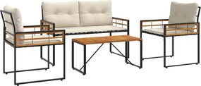 vidaXL Set de Mobilier pentru Exterior cu pernă 4 pcs Crem